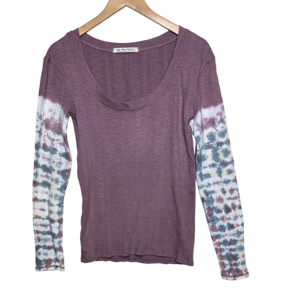 We the Free Big Sur Tie-Dye Long Sleeve Thermal Shirt size Large Purple